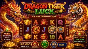 Dragon Tiger Luck card game screen featuring double reel multipliers