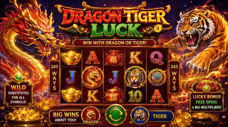 Dragon Tiger Luck card game screen featuring double reel multipliers