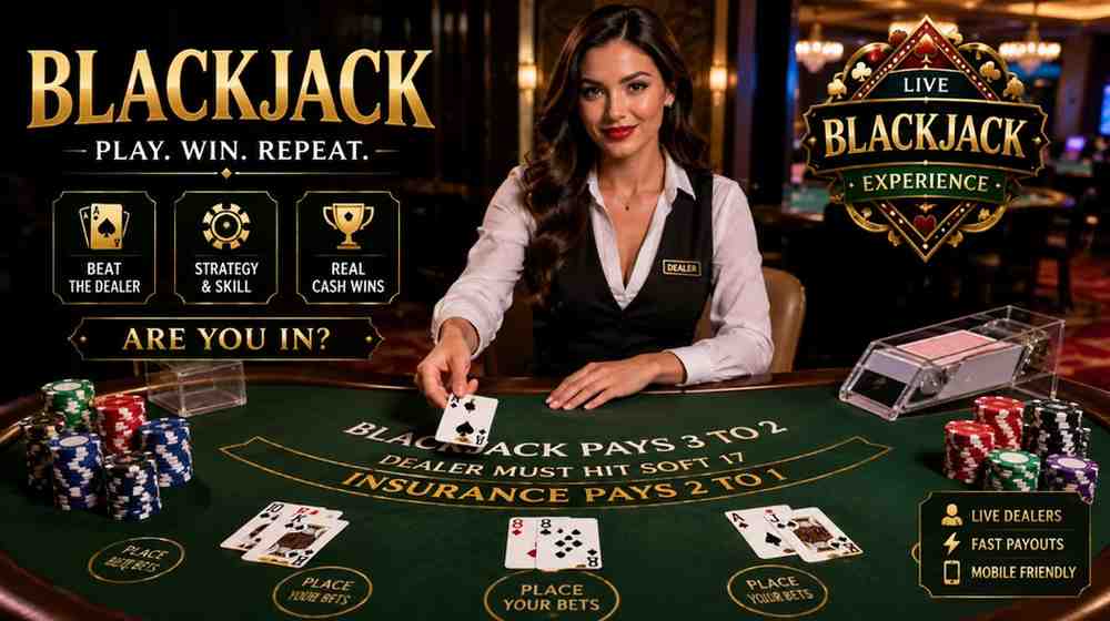 Classic online blackjack card table with digital dealer options